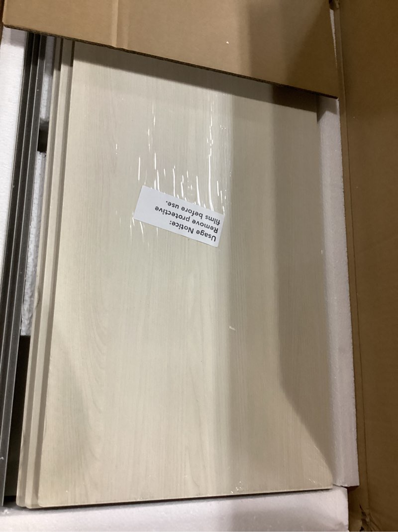 Condition photo showing New/Like New for (beige) 6-pack pvc composite board wire rack covers for pantry - imitation wood-look 24x12 inch, closet, bathroom, waterproof scratch resistant easy install, wood shelf covers for wire shelving 24*12in