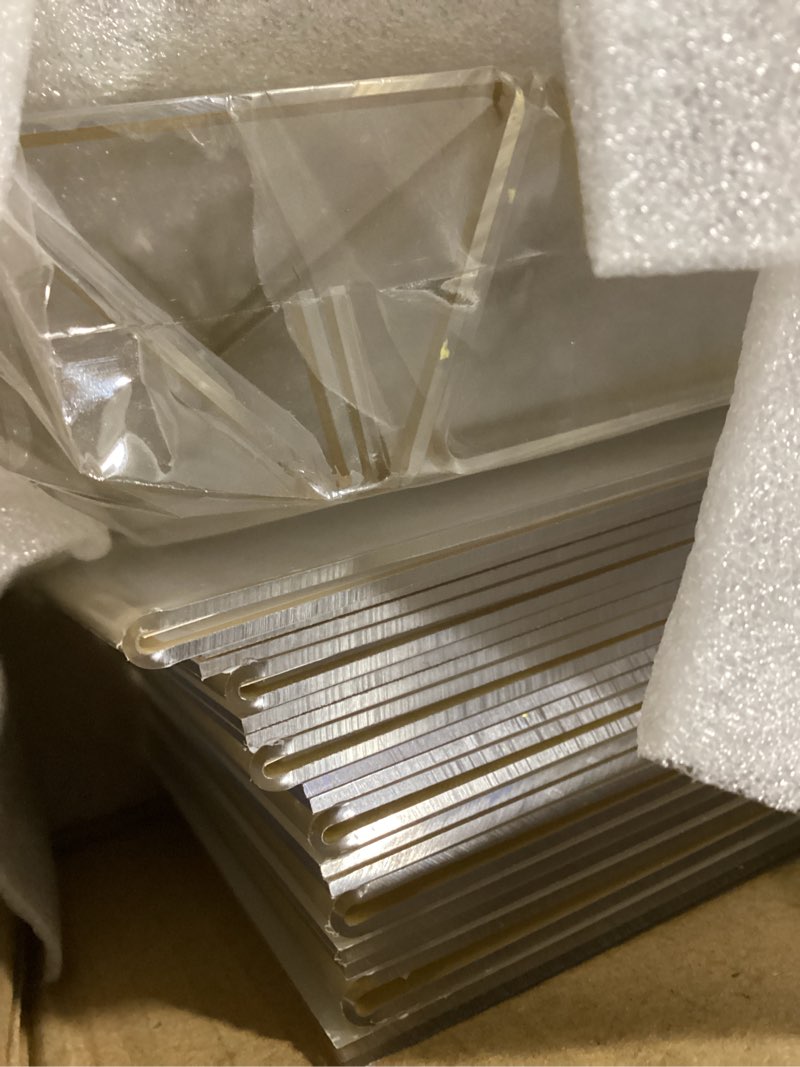 Condition photo showing Good Condition for floroom 12 pack 5x7 inch clear acrylic sign holders, double-sided gold display stand picture frames for table numbers, menus, flyers, weddings, and offices gold 5" x 7"- 12 pack