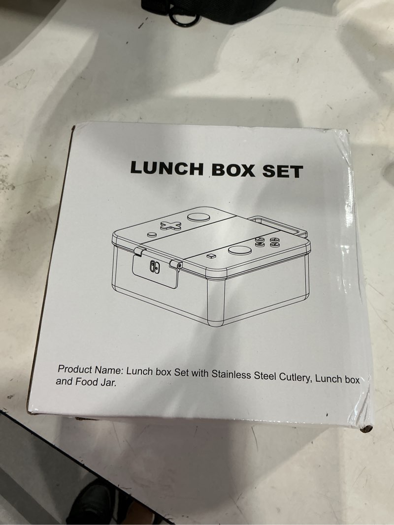 Condition photo showing New/Like New for game bento box for kids, lunch box with thermo(9oz food jar), folding spoon, removable divider & sauce cup, lunch box kids for school,travel, bpa-free & realistic shape(blue-red)