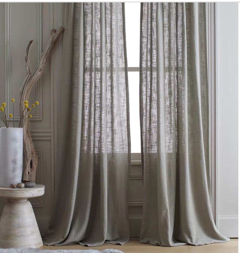 cotton sheer curtain set (48”*84”)