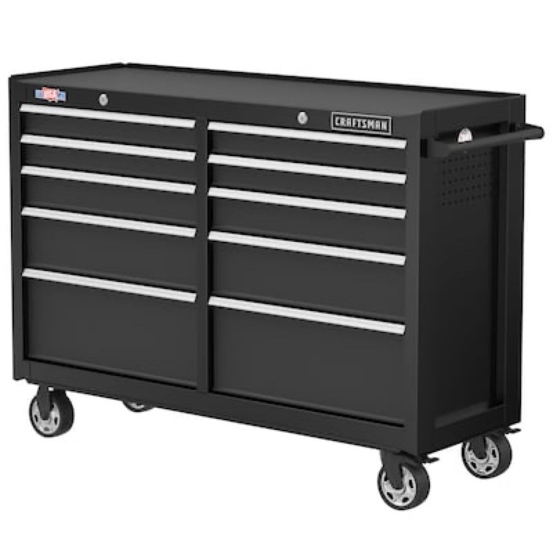 craftsman 2000 series 52-in w x 38.05-in h 10 -drawer steel rolling tool cabinet ( black )