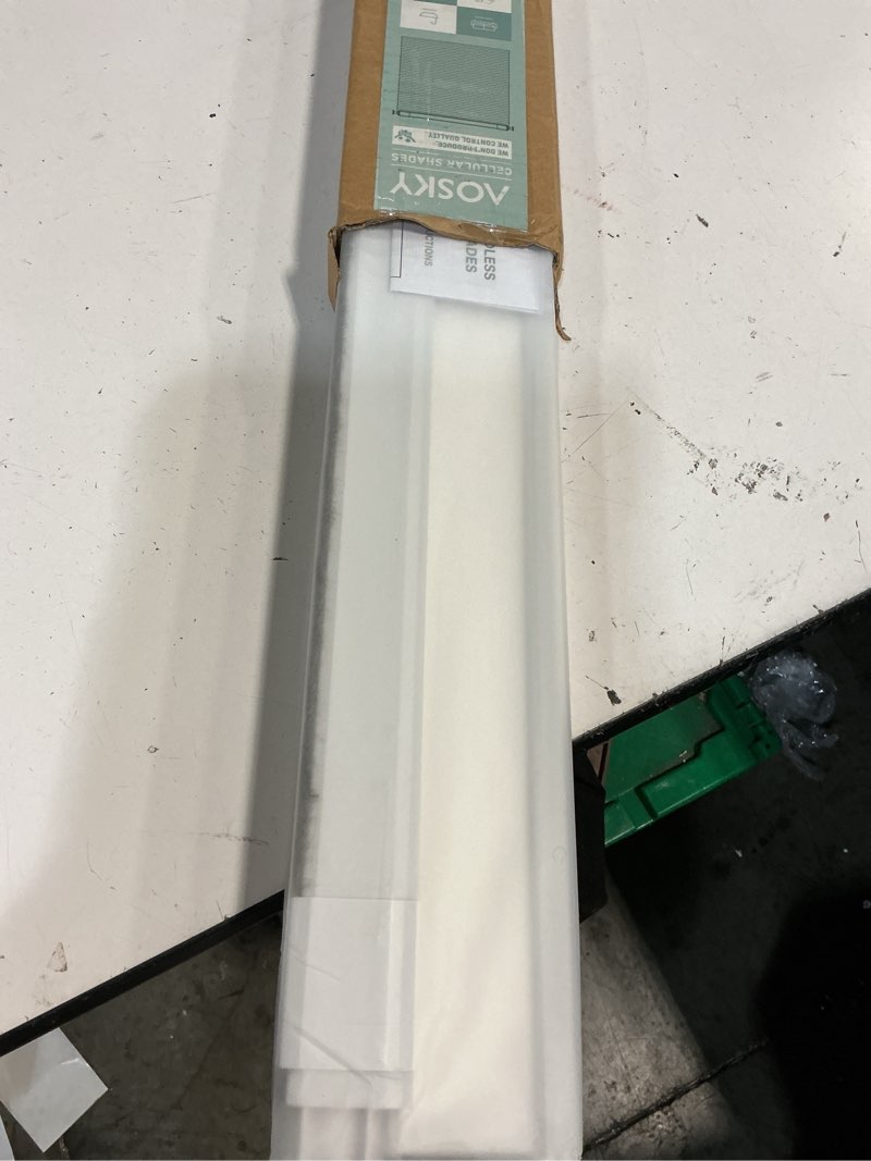 Condition photo showing New/Like New for aosky no tools no drill cordless cellular shades blinds for indoor windows, light filtering thermal insulated honeycomb window blinds shades for living room bedroom, 31" w x 64" h, white 31"w x 64"h light filtering-white