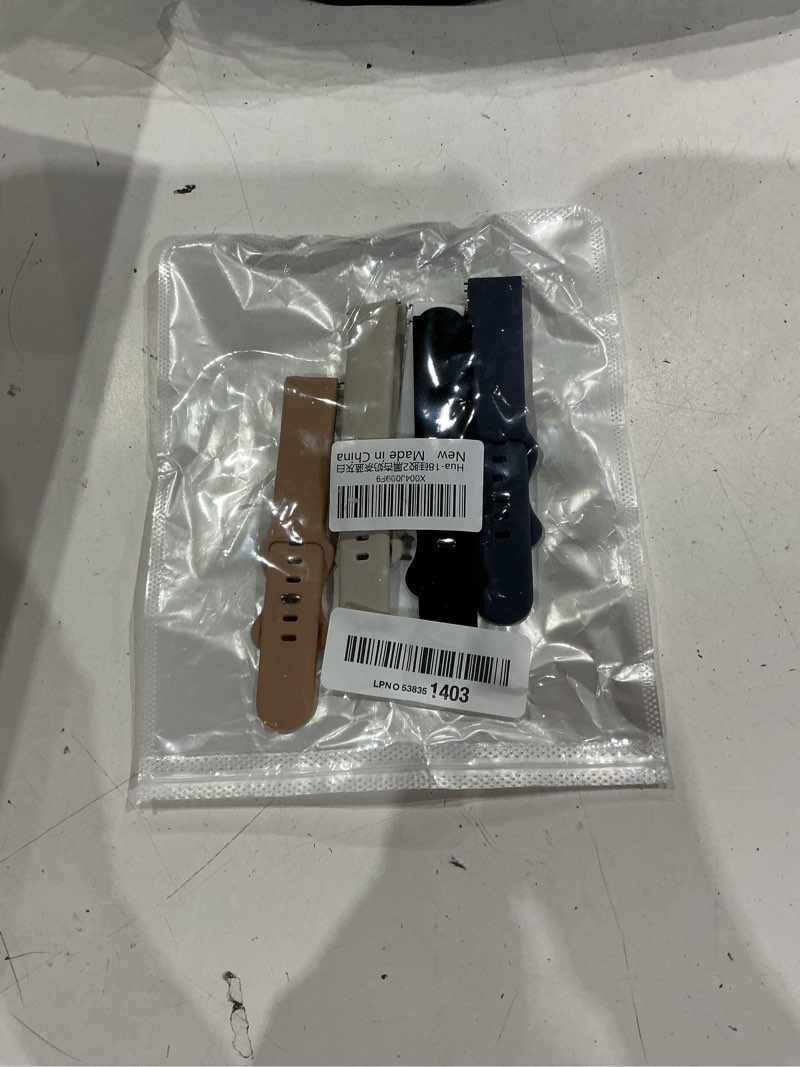 Condition photo showing New/Like New for 5 pack 18mm silicone watch band compatible with garmin vivoactive 4s/vivomove 3s/venu 3s 41mm/venu 4 41mm/venu 2s/forerunner 255s/265s, quick release soft sport straps for women men black/apricot/milk tea/blue gray/white