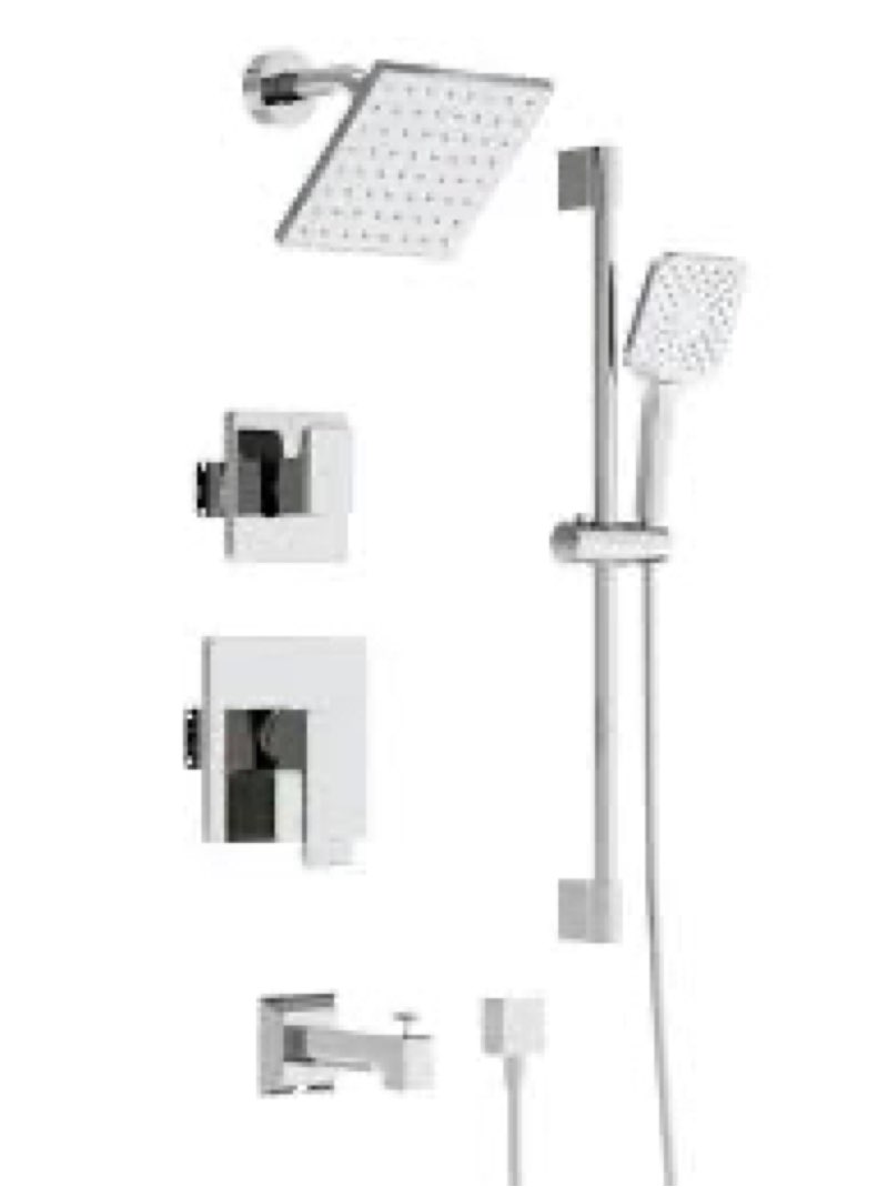 HIMK Shower System with Tub Spout - 6 Inches Rain Shower Heads with Handheld Spray Combo Set, Bathtu