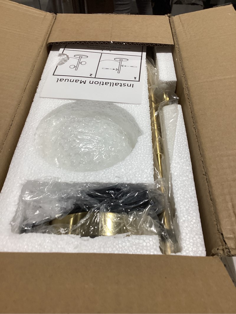 Condition photo showing Good Condition for mid century modern table lamp, 2 led bulbs included gold globe nightstand light, contemporary bedside lamp for bedroom living room study room decor mid century 2 bulbs modern table lamp