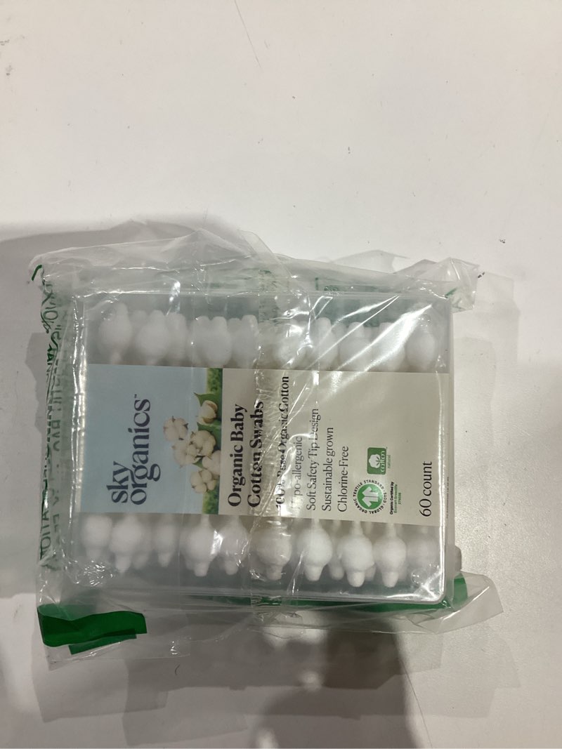 Condition photo showing New/Like New for sky organics - organic baby cotton swabs, 60 ct. - ultra soft baby safe tips - strong & durable - hypoallergenic - chlorine free - natural, vegan & cruelty free - skin care & baby care 60 count (pack of 1)