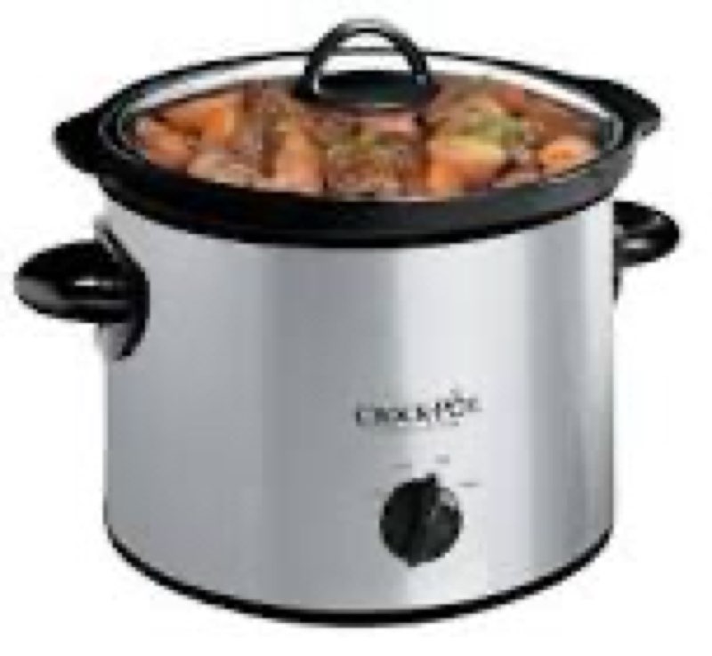 crock-pot 3-quart manual slow cooker, serves 3+ people, great for small meals, dips, & sides; removable stoneware is oven & dishwasher safe, stainless steel 3qt