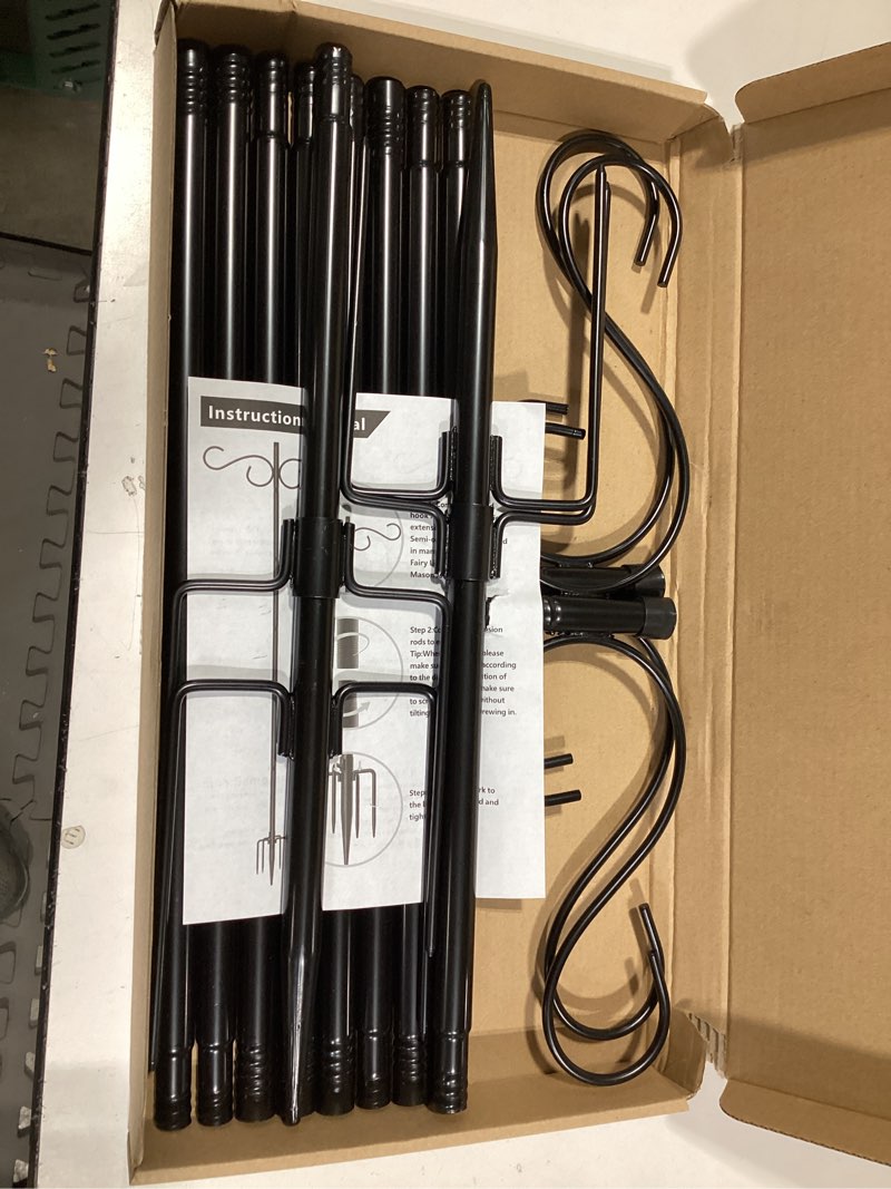 Condition photo showing Good Condition for Adjustable Shepherd Hooks for Outdoor, 2 Pack 80 Inch 5 Prong Base Bird Two Sided Feeder Poles, Heavy Duty Shepherds Hook, Suitable for Garden in Hanging Flower Basket, Lantern, Bird Nests 2 Pack 90 inch