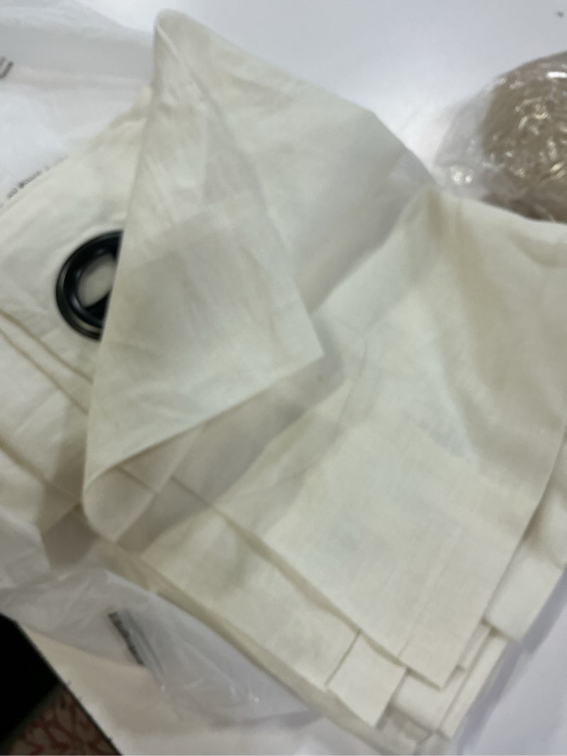 Condition photo showing As Is for european linen grommet curtain, 48x84, ivory