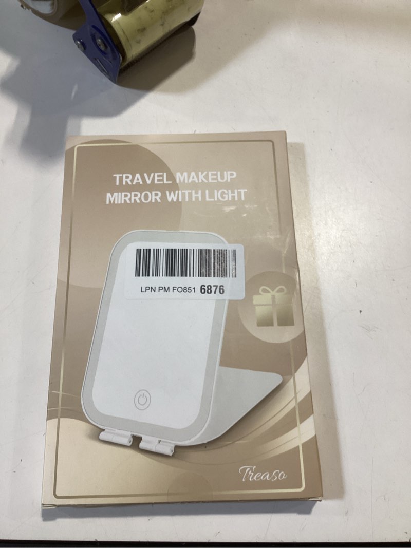 Condition photo showing New/Like New for travel makeup mirror, portable mirror with 3 adjustable light settings, usb-rechargeable vanity mirror with lights?gift for women and girls