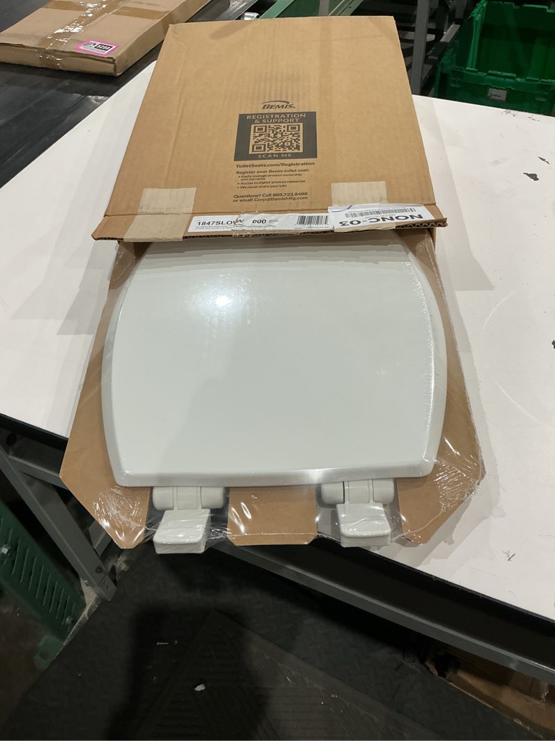 Condition photo showing New/Like New for mayfair cassel slow close toilet seat, easy clean, non slip premium wood seat, easy install, made in usa, elongated, white elongated 1 - toilet seat