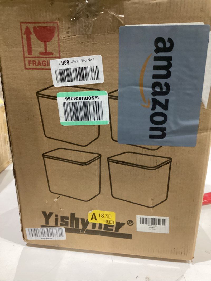 Condition photo showing New/Like New for Plastic Storage Baskets Bins Boxes With Lids,Organizing Container White Storage Organizer Bins For Shelves Drawers Desktop Playroom Classroom Office,4-Pack 4L