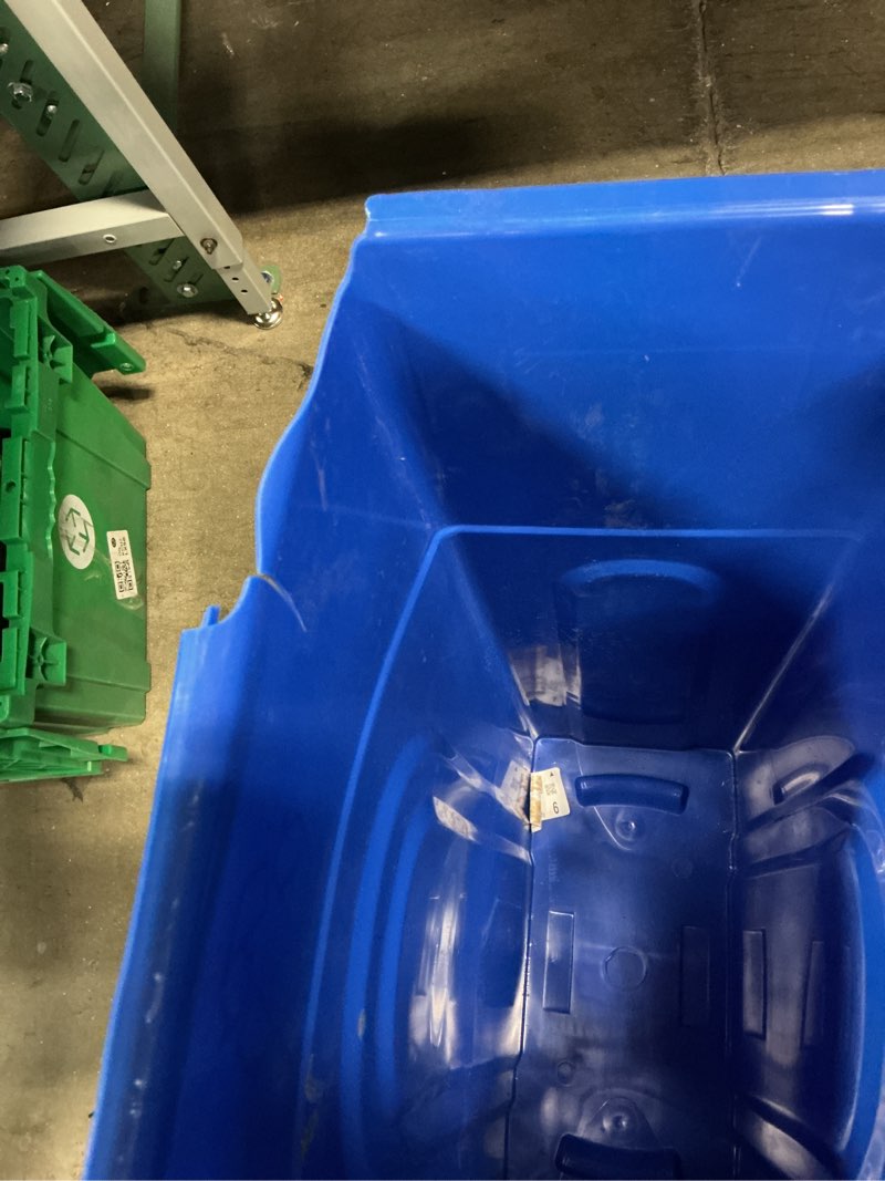 Condition photo showing As Is for project source 23-gallons blue indoor recycling bin