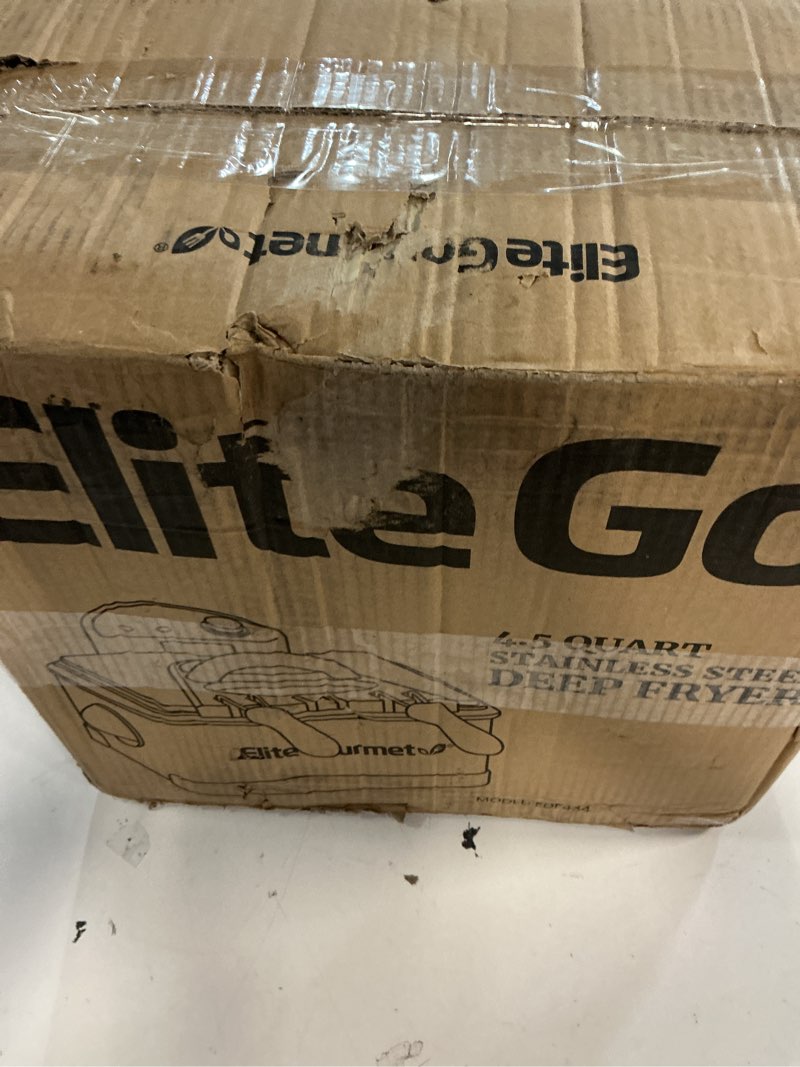 Condition photo showing Good Condition for elite gourmet electric deep fryer, 4.5 qt total oil capacity (dual 2-qt split baskets), 1700 watts, stainless steel, separates foods for simultaneous cooking, stainless steel