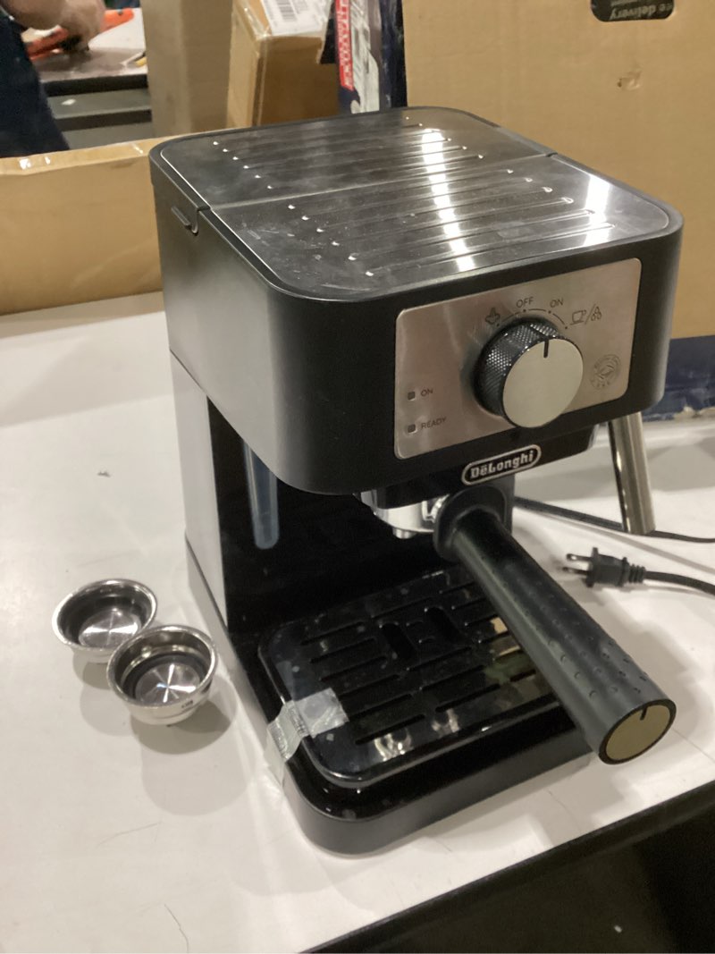 Condition photo showing Good Condition for de'longhi stilosa manual espresso machine, compact coffee maker, 15 bar pump pressure, manual milk frother steam wand for authentic single & double espresso, lattes & cappuccinos, tamper included stliosa espresso machine