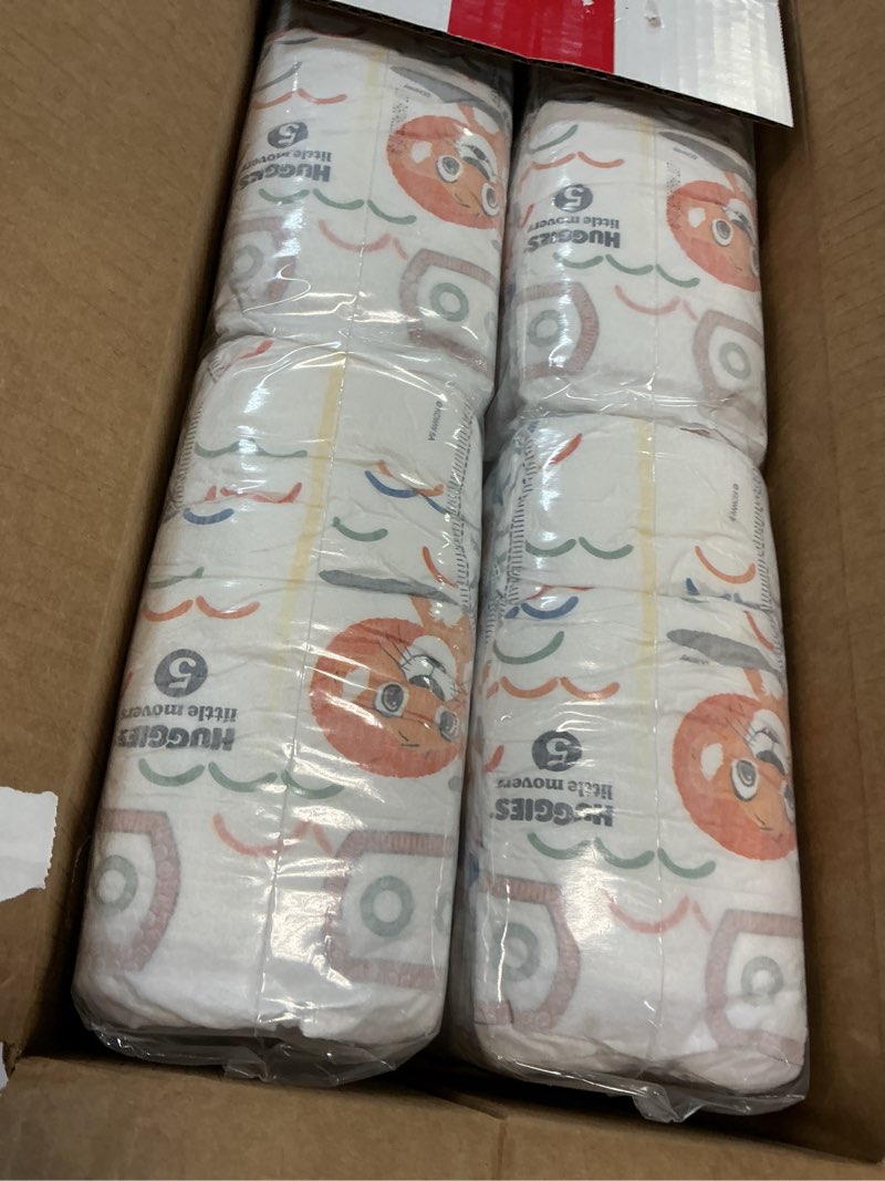 Condition photo showing Good Condition for huggies size 5 diapers, little movers baby diapers, size 5 (27+ lbs), 104 count, packaging may vary size 5 104