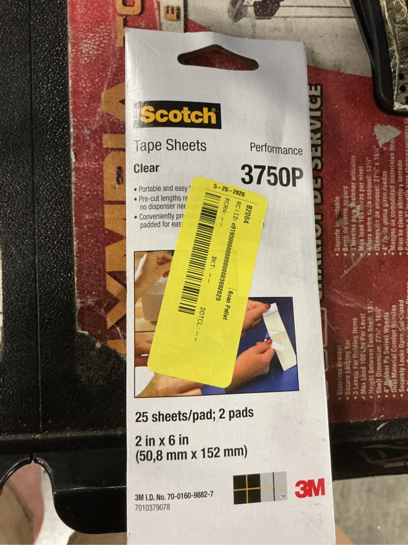 Condition photo showing As Is for 3m scotch™ package sealing tape sheets, 2" x 6" 2" width x 6" length - 3" core - synthetic rubber backing - commercial grade - 2 / pack - clear
