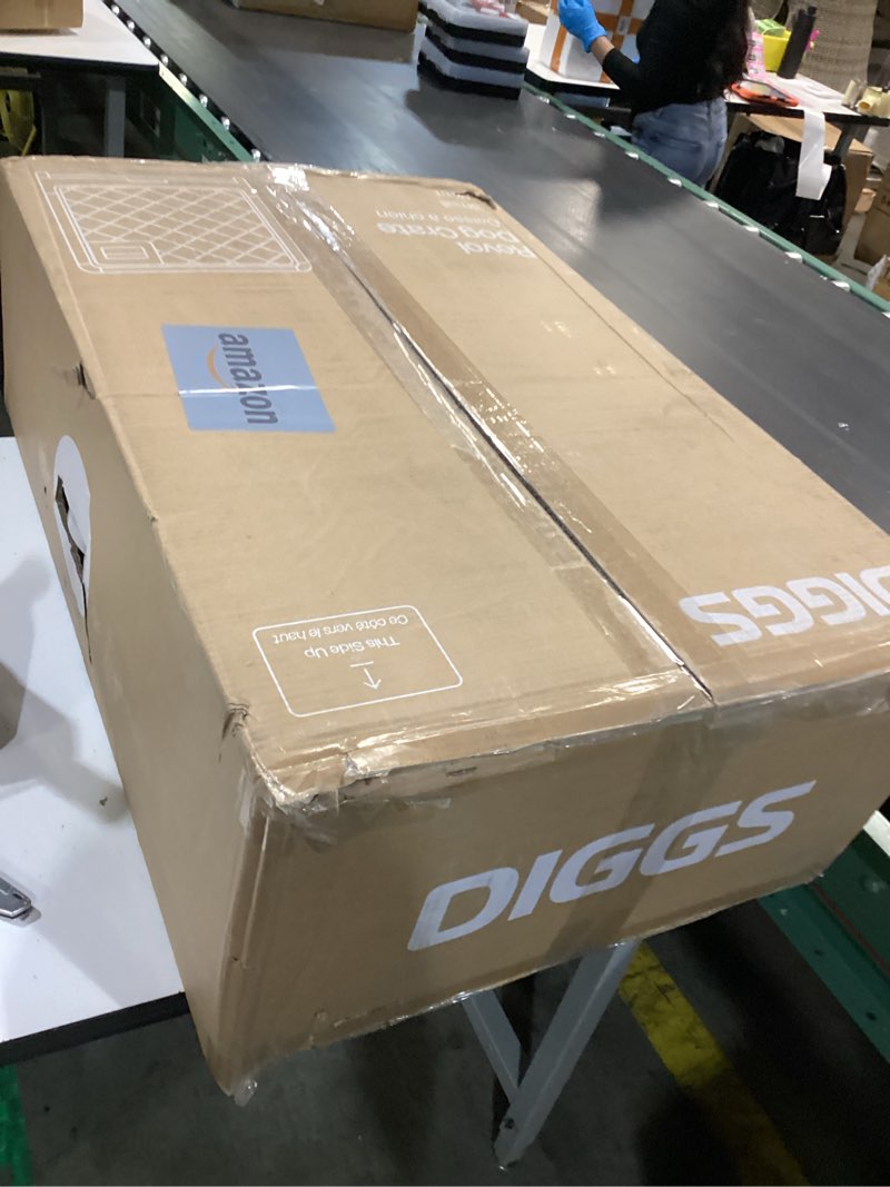 Condition photo showing New/Like New for diggs revol collapsible dog crate with wheels - premium portable dog crate - safe, stylish, and convenient indoor kennel (smoke, small) small (28.5"l x 19.8"w x 20.6"h) smoke