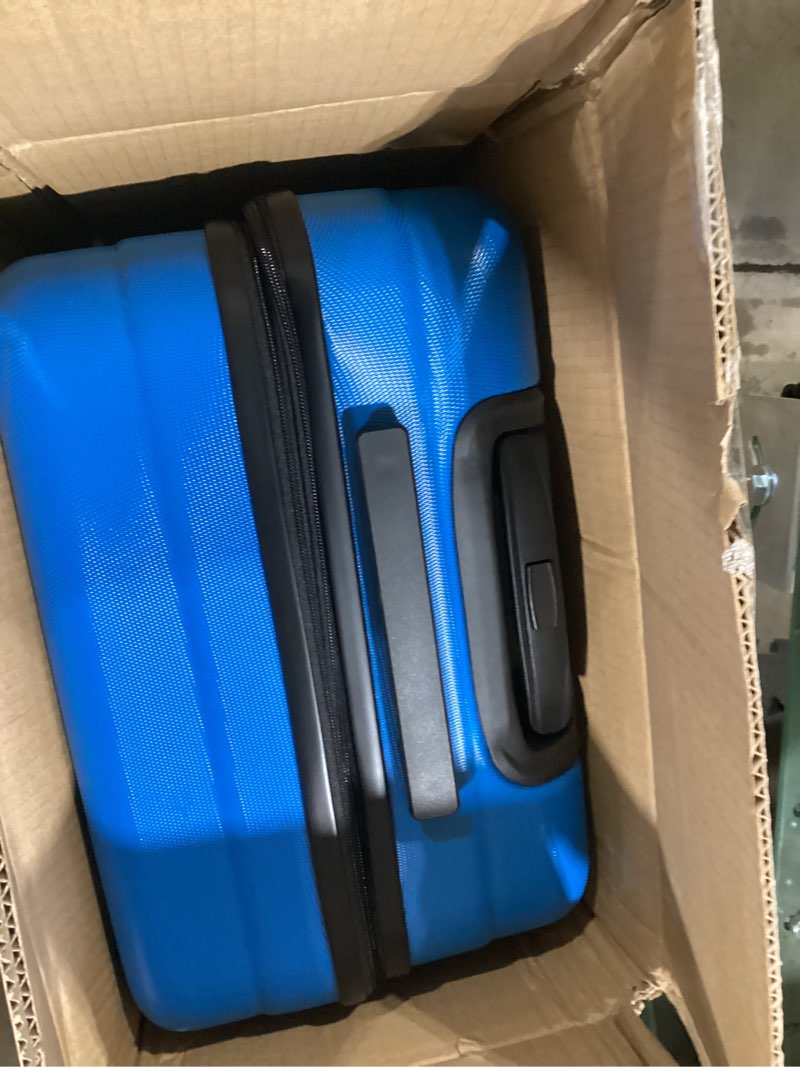 Condition photo showing Good Condition for amazon basics 26" hardside medium checked luggage, expandable for up to 15% more space, with scratch-resistant surface, four multi-directional wheels, light blue light blue medium checked