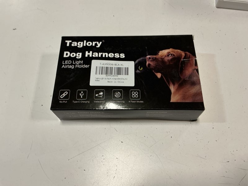 Condition photo showing New/Like New for taglory led dog harness with airtag holder, no pull light up dog vest for night walking, usb rechargeable pet safety harness with 2 metal clips, adjustable soft vest for small dogs (slate gray, xs) slate gray x-small