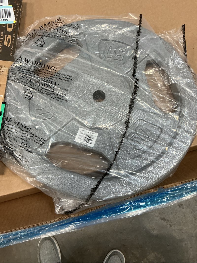 Condition photo showing Good Condition for marcy classic 1" cast iron standard grip plates for strength training and weightlifting f. 50lb_single