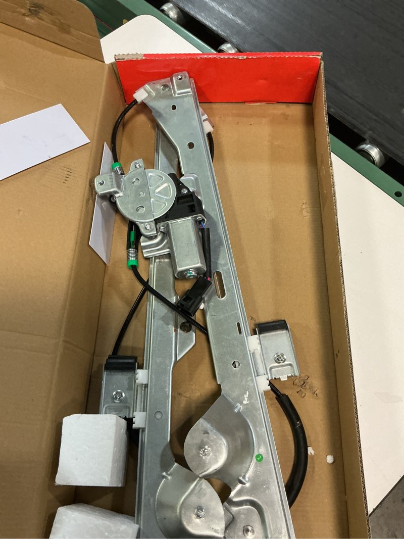 Condition photo showing As Is for front passenger side power window regulator with motor (2 pins) fit for 2001-2006 chevrolet silverado 1500 3500, avalanche suburban gmc sierra 1500 2500 3500 yukon xl cadillac escalade, 741-645