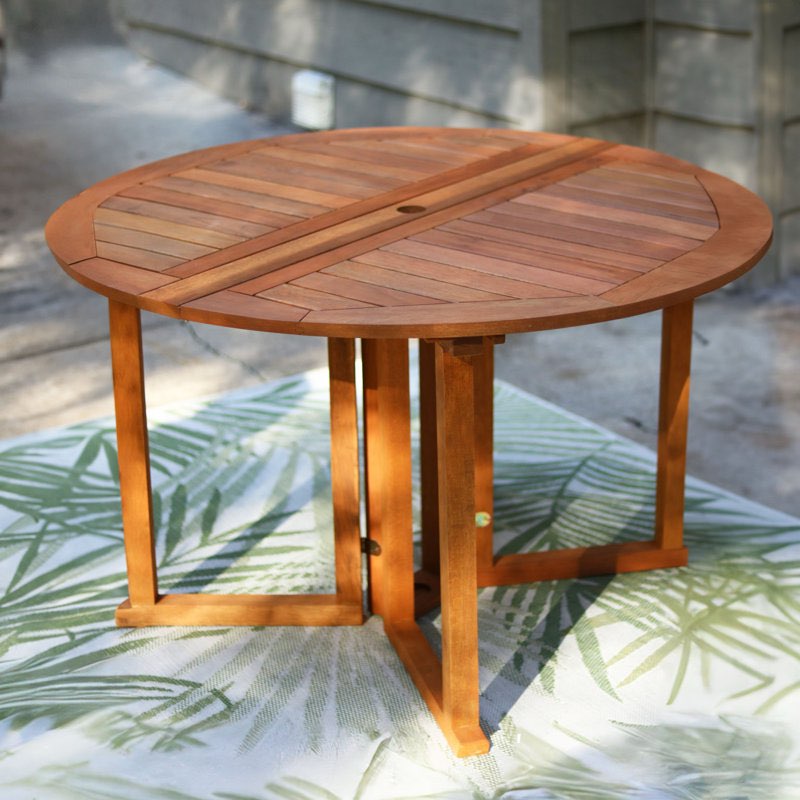 Kerlyn Malaysian Hardwood Gateleg Extendable Outdoor Dining Table