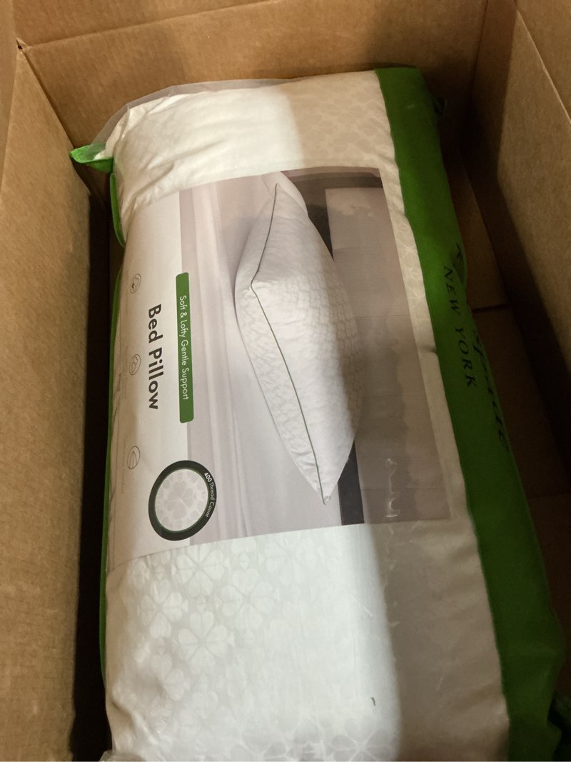 Condition photo showing New/Like New for kate spade new york spade floral soft & lofty bed pillow, adjustable down alternative pillow, 400 thread count cotton cover, best for back or stomach sleepers, king, white king soft/medium