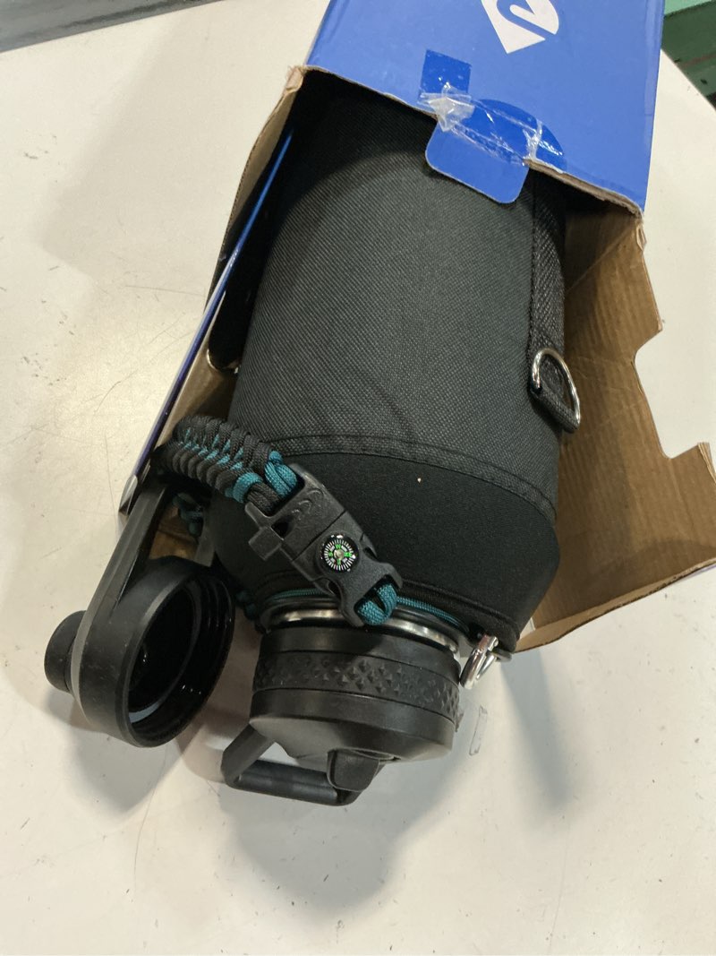 Condition photo showing Good Condition for insulated water bottle 64 oz, triple wall vacuum stainless steel (cold for 48 hrs), leak proof & non-bpa, half gallon water flask jug with paracord handle & straw spout lids 64 ounces indigo/black