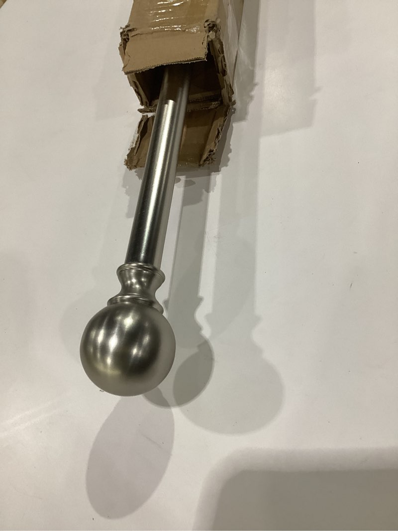 Condition photo showing As Is for kemmie 1" classic window curtain rod with round & barrel finials simple double telescoping drapery rod, 36-72", matted nickel
