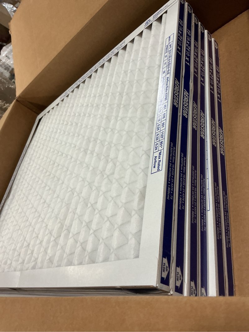 Condition photo showing Good Condition for Aerostar 19 1/2x19 1/2x1 MERV 13 Pleated Air Filter, AC Furnace Air Filter, 6 Pack (Actual Size: 19 1/2" x 19 1/2" x 3/4") 6 PACK Pro MERV 13