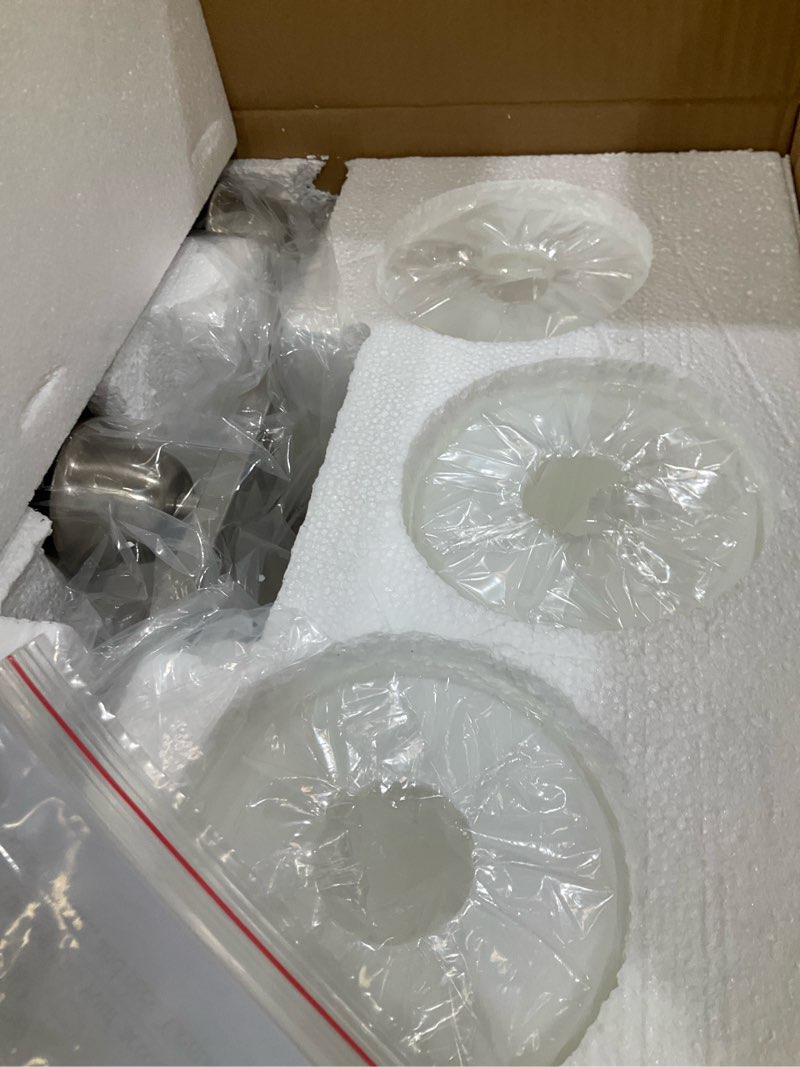 Condition photo showing Good Condition for brushed nickel bathroom light fixture, 3 light vanity lights for bathroom, bath lights with milky white frosted glass shades, e26 socket 3-light nickel