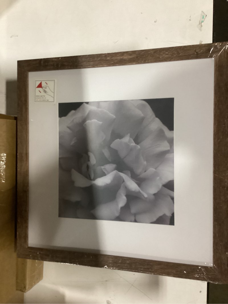 Condition photo showing New/Like New for eletecpro 12x12 Picture Frames Set of 9 with Mat for 8x8 Photos or without Mat for 12x12, Square Gallery Wall Decor Collage for Picture Display, Weathering Brown Frame Set for Wall Hanging Weathering Brown 12x12