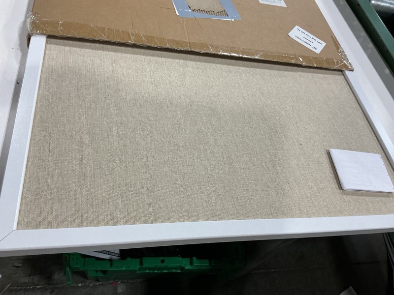 Condition photo showing Good Condition for dahapyboo cork board with linen white,bulletin board 30"x20" hanging corkboards for office home school message board or vision board decoration. white-1p 30" x 20"