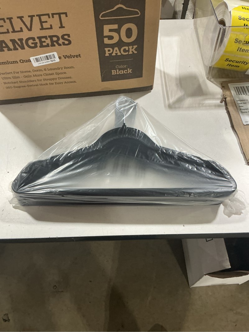 Condition photo showing Good Condition for zober black velvet hangers 50 pack - clothes hangers, coat hanger for pants & dress clothes - non slip w/ 360 degree swivel, holds up to 10 lbs - strong felt hanger for clothing black 50 pack
