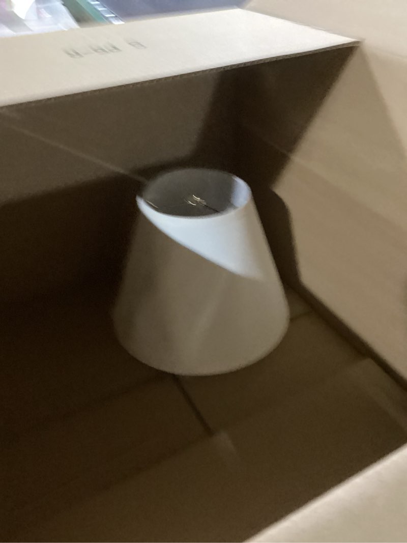 Condition photo showing Good Condition for Aspen Creative 32197A Transitional Empire Shape Spider Construction Lamp Shade in Frost, 6" Top x 12" Bottom x 9" Slant Height Ivory