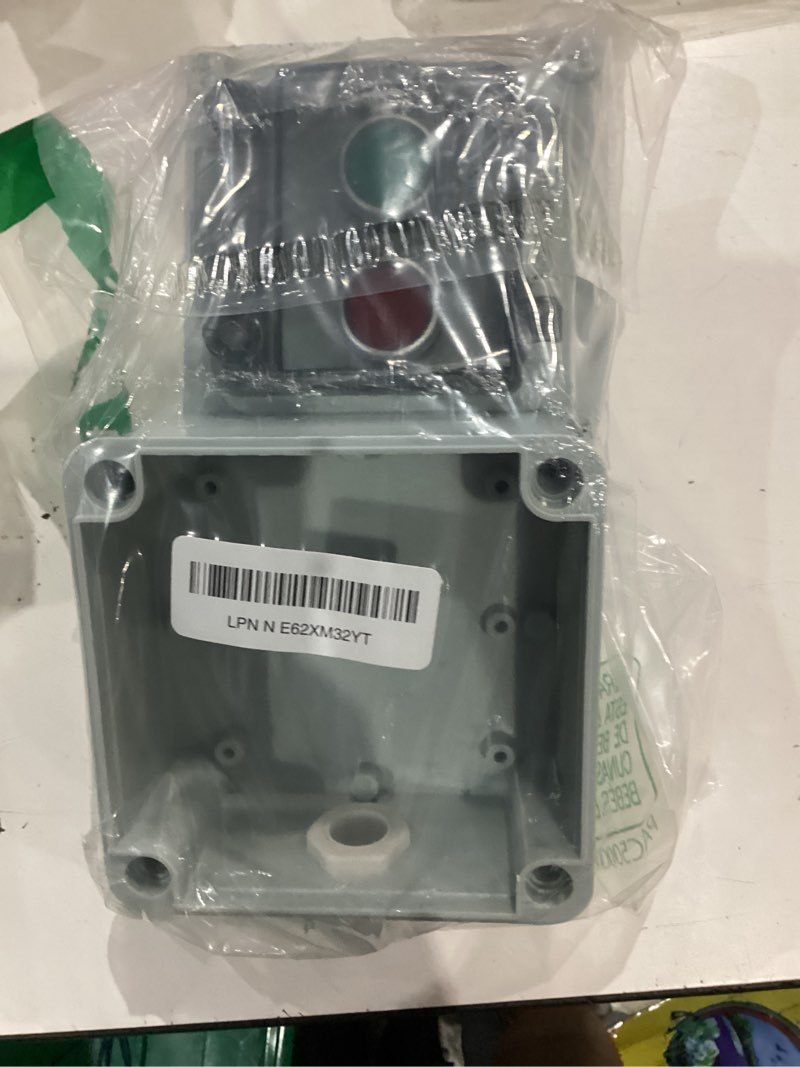 Condition photo showing As Is for momentary push button box emergency stop button red button momentary green push button switch red/green instantaneous switch box