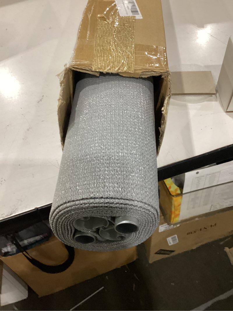 Condition photo showing Good Condition for outdoor roller shade, exterior cordless patio roll up blinds with splicing design, cordless shade cloth roll blinds for porch gazebo pergola balcony backyard (8' w x 8' h, grey) gray 96"w x 96"h