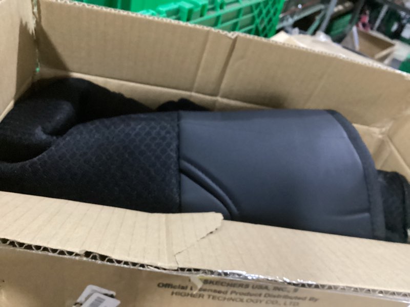 Condition photo showing As Is for skechers memory foam car seat covers, leather seat covers with thick memory foam, black air cool rear seat covers, automotive comfort and protection for most cars, van,trucks, suvs(rear,black) rear black/black