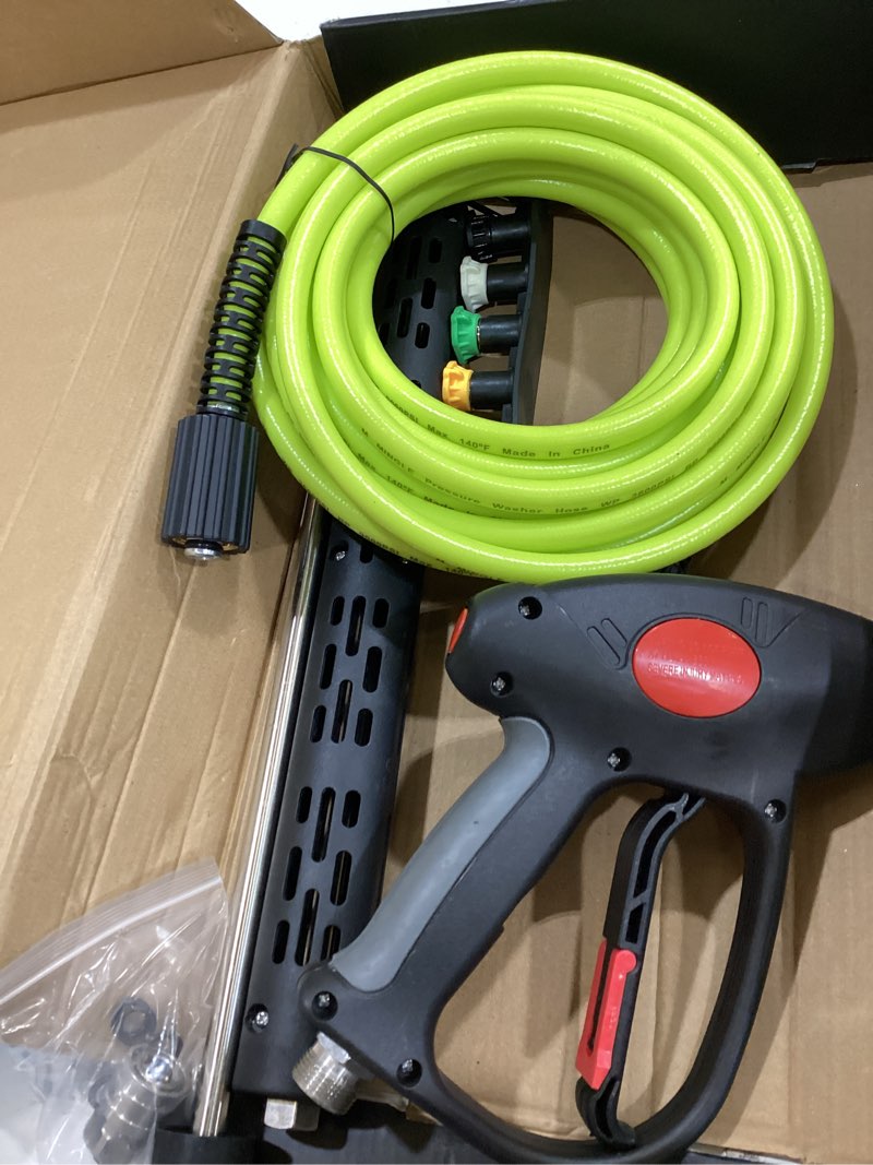 Condition photo showing Good Condition for m mingle pressure washer hose and gun kit, 25 ft power washer hose with 5 nozzle tips and m22-14mm fitting, replacement for ryobi, simpson, craftsman