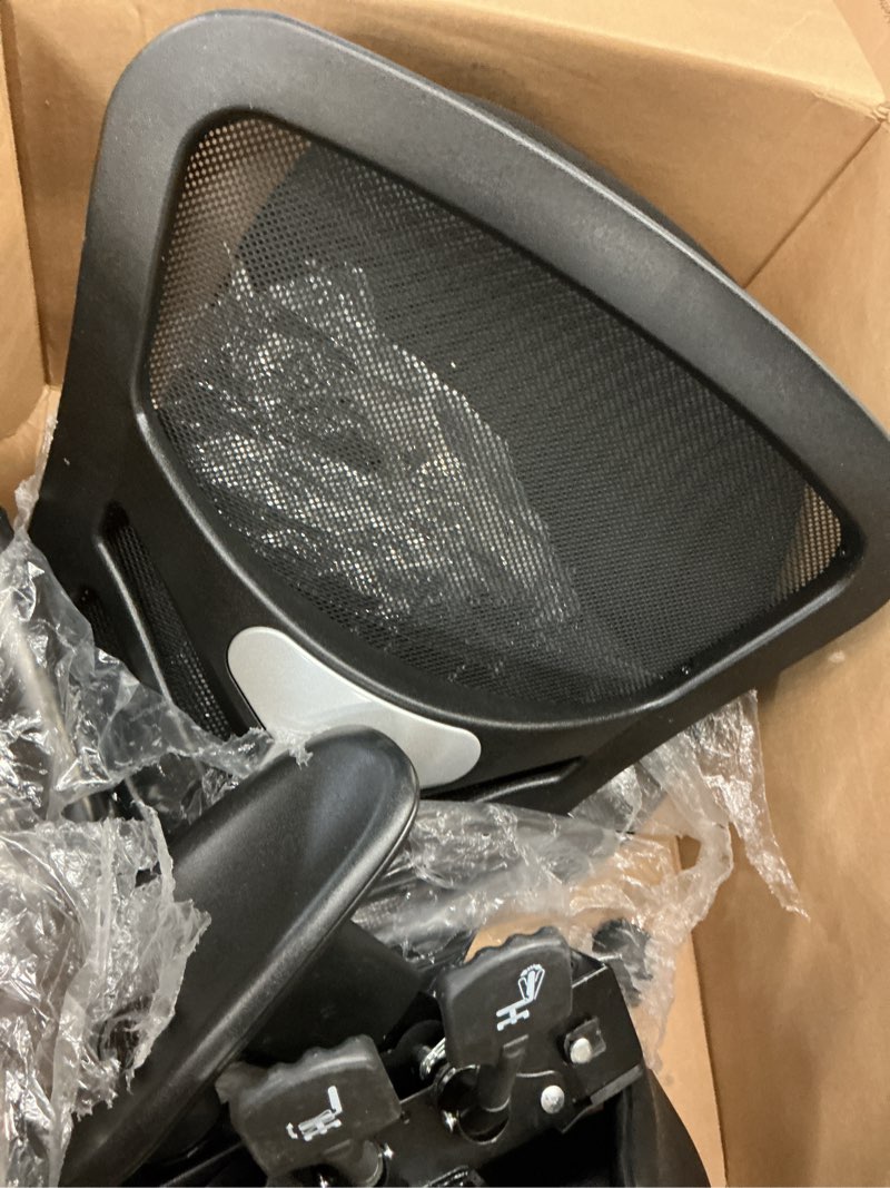 Condition photo showing As Is for Sweetcrispy Big and Tall Office Desk Chair with Lumbar Support, 500lbs Heavy Duty Mesh Ergonomic Computer Chair with 4D Armrest and Wide Comfy Seat, Wheels for Adult Light Black