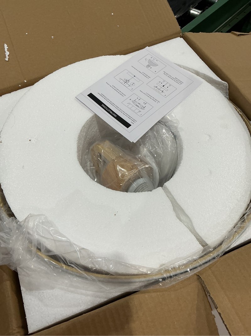 Condition photo showing Good Condition for generies 18'' large dome pendant lights for kitchen island, farmhouse modern pendant light fixtures, white and gold wooden adjustable ceiling hanging lighting for dining room bar foyer hallway
