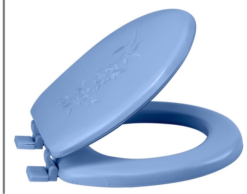 bath bliss extra soft standard round toilet seat | decorative vinyl lid | adjustable quick screw attached
