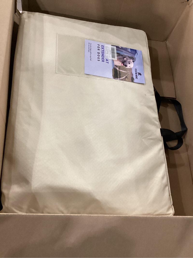 Condition photo showing New/Like New for Back Seat Extender for Dogs-Large Space, Dog Car Seat Cover Hard Bottom Holds 420lbs, Sturdy Backseat Extender for Dogs, Upgraded Material,Waterproof Dog Hammock for Car SUV, Truck Khaki Khaki For Cars/ Mid-Size SUV/ Small Truck