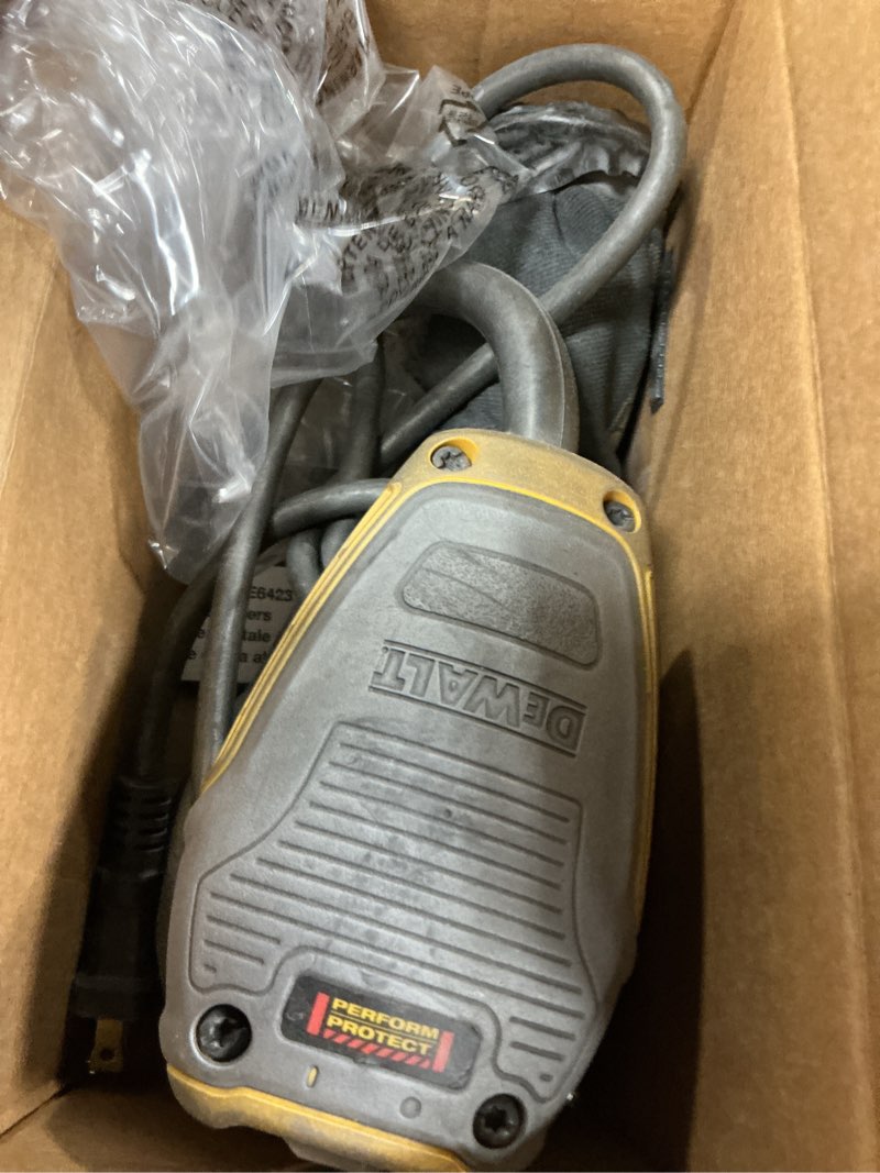 Condition photo showing As Is for dewalt 3 amp corded 5 in. variable speed random orbital sander