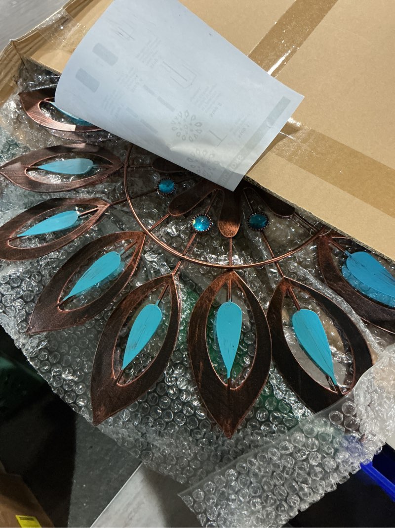 Condition photo showing Good Condition for Mesmerizing Copper Lily Wind Spinner Dual-Tone | Petal-in-Petal Design | Independent Rotors | Brushed Copper & Antique Blue |All Seasons | 24" Wx75 H