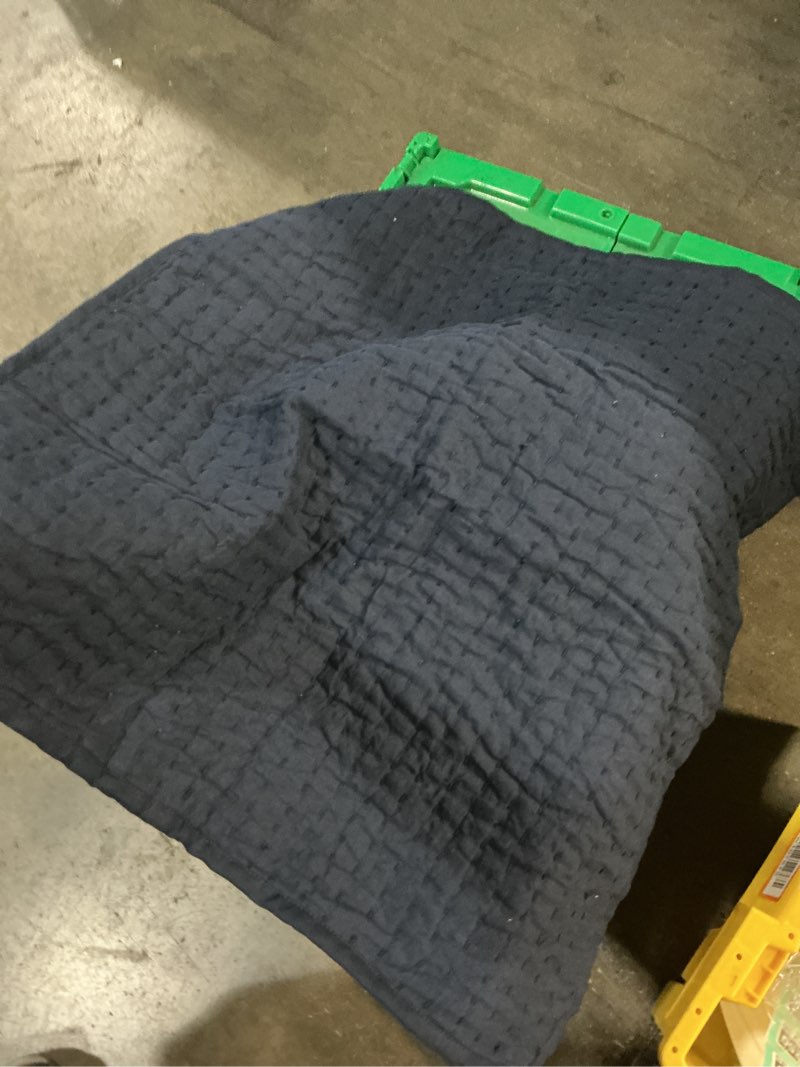 Condition photo showing Good Condition for european linen cotton stitch quilted euro sham navy 26in x 26in