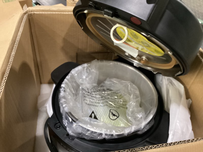 Condition photo showing As Is for *refurbished/not tested*instant pot 6.5 quart duo crisp ultimate lid with wifi, 13-in-1 air fryer and pressure cooker combo, sauté, slow cook, bake, steam, warm, roast, dehydrate, sous vide, & more, includes app with recipes wi-fi