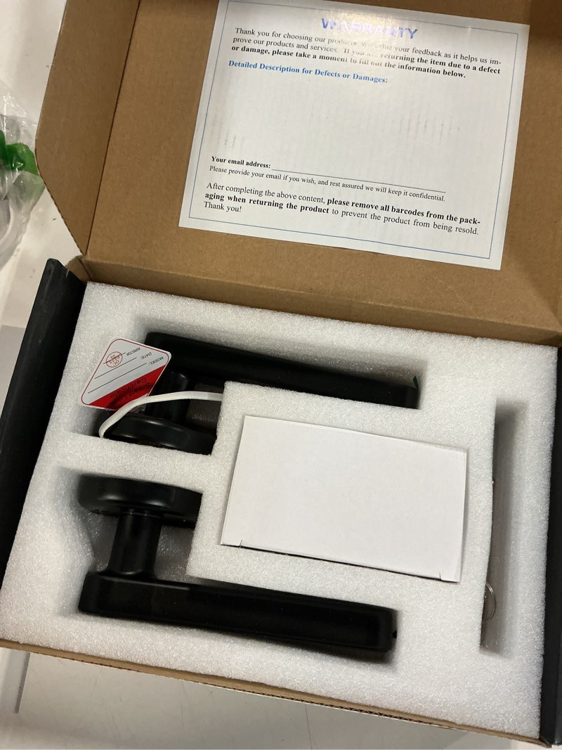 Condition photo showing New/Like New for ironzon fingerprint door handle for bedrooms - 191f 3-in-1 fingerprint door lock with keypad, fingerprint door knob for bedroom with key, keyless entry door handle - black 191fblack3in1