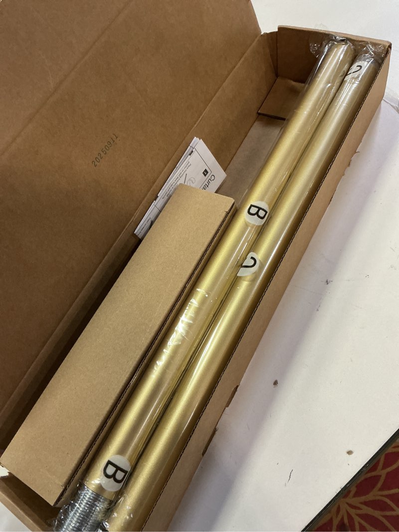 Condition photo showing Good Condition for Heavy Duty Curtain Rods for Windows 28 to 48 Inch, 1 Inch Gold Curtain Rods for Outdoor, Farmhouse, Bedroom, Kitchen, Living Room, Adjustable Easy Install Curtains Rod (A2,Gold,30"-60") 30"-60" Gold